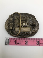 Vintage Belt Buckle Kessler Whiskey Spirit of Wisconsin Solid Brass Western
