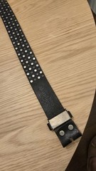 DIABLO ディアブロ Diavlo JAPAN Pierced Studded Rhinestone Black Leather Belt