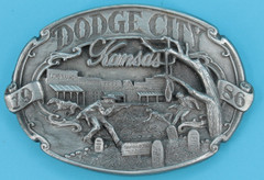 VTG 80s Dodge City Kansas Western Commemorative Belt Buckle 1986