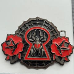 Heavy Metal Buckles Spider Keyhole Rose Belt Buckle
