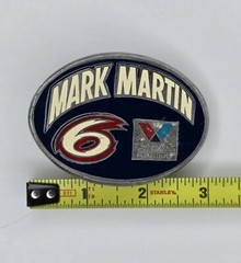Vintage 90s Nascar Mark Martin Special Edition Valvoline Pewter Belt Buckle