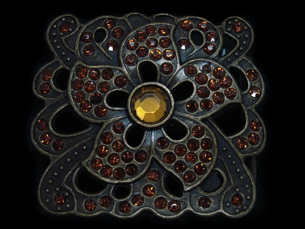 TG05166 VERY COOL **FLORAL ORNAMENTAL** HIPPIE ART FASHION BRASSTONE BELT BUCKLE