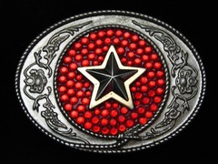 QA01126 REALLY NICE **STAR** FLORAL ORNAMENTAL WESTERN & COWBOY BUCKLE