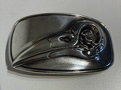 Raven Skull Belt Buckle · Minimalist Silver-Tone Zamak · Modern Gothic