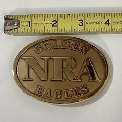 Golden Eagles Belt Buckle NRA National Rifle Association Gold-Tone Metal Oval