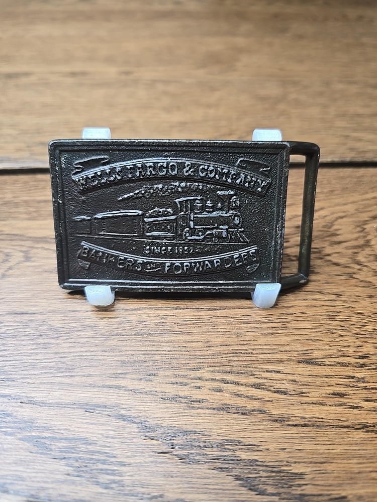 Wells Fargo & Company Stage Coach Train Banker Forwarders Bronze Belt Buckle