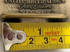 Tony Lama Brass Belt Buckle Maine Anjou Cattle Breed Series 1st Edition NOS