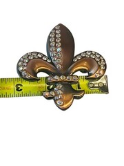 B.B. Simon Fleur De Lis Crystal Belt Buckle Swarovski AB Stones On Copper Buckle