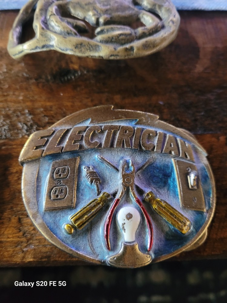 Electrician Occupational Metal Belt Buckle Men&rsquo;s Gold Blue Red Yellow White