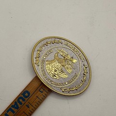 North American Hunting Club Life Member Belt Buckle Eagle Rifle Gold Silver Tone