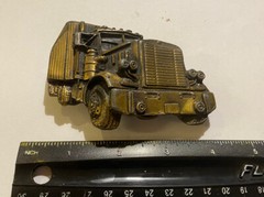 VINTAGE HEAVY METAL BRASS? BELT BUCKLE OF 3D TRUCK MACK TRUCK? UNMARKED