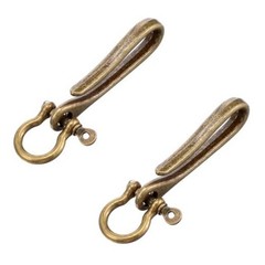 2 Pcs Fish Hook Key Chains, Vintage Keychain Retro Clip for Wallet Purse Brass