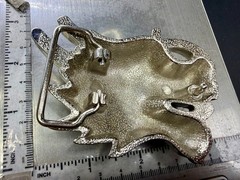 Mystical Asian Chinese Dragon Head Figural Cutout Silver Color Belt Buckle