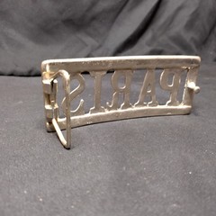 Vintage PARIS Cutout Metal Belt Buckle Silver Tone Retro Novelty Y2K 90s