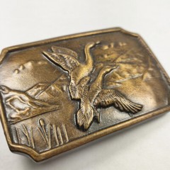 Flying Duck Lake Scenery Brass Tone Belt Buckle