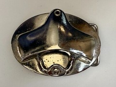 Reflective Silver Tone Retro Vintage Belt Buckle with Bottle Opener
