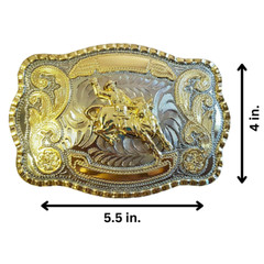 Stunning Western Bull Rider Belt Buckle – Large 5.5&Prime;x4&Prime; Alloy Metal Cowboy Rode