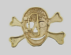 Skull Crossbones Blinged Iced Belt Buckle Gothic Tattoo Halloween Costume Gold