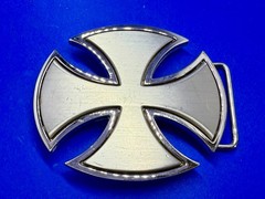 Maltese Iron Cross Religious Gothic Punk Vibe Cutout Silver Color Belt Buckle