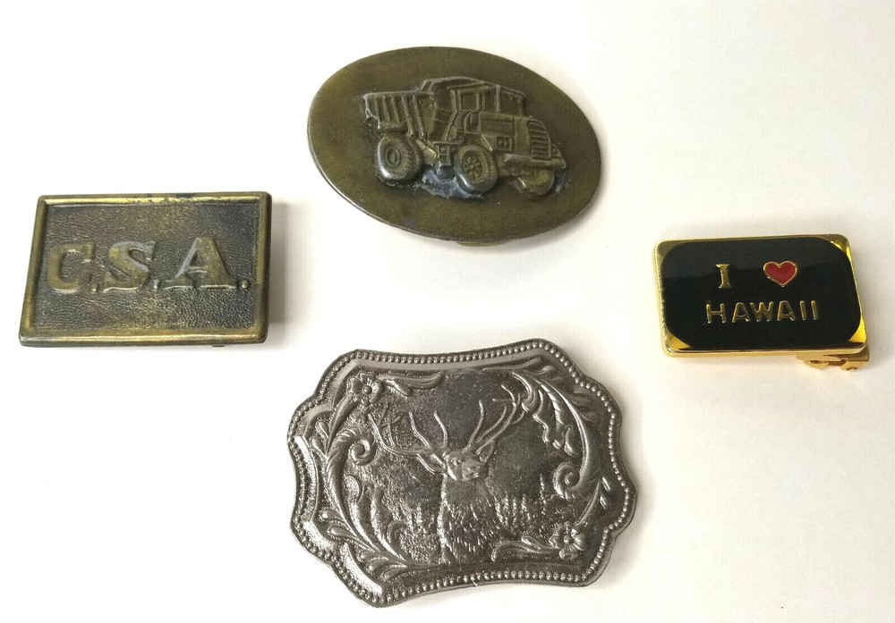 Belt Buckles C.S.A., Elk, Dump Truck & I Love Hawaii