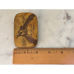 Vintage 1970s Harley Davidson Brass Belt Buckle Hand Etched Eagle Biker Boho