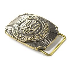 Brass belt buckle Glory to Ukraine!, National Ukrainian trident belt buckle