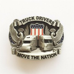 Antique Silver Enamel Nation Road Truck Driver Belt Buckle also Stock in US