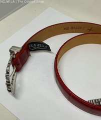 Brighton Red Embossed Leather Silver Tone Buckle Belt – Size M