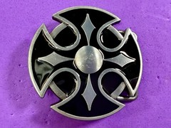 Maltese Celtic Iron Cross Religious Black Enamel Cutout Gothic Punk Belt Buckle