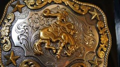 Nocona Belt Buckle Saddle Bronc Gold & Silver Tone M & F Western 3798708
