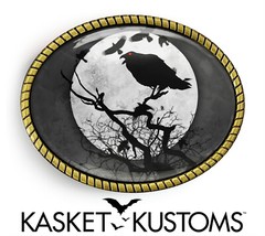 Raven Belt Buckle – Halloween Gothic Red Handmade Artisan Buckle – 955-2