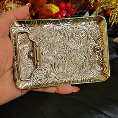 Rooster Western Belt Buckle Rose Tone And Silver Rare Piece With Red Stones