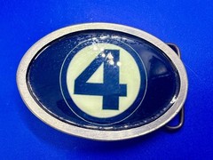 4 Ball Number Channel 4 News? Vintage Custom Enameled Belt Buckle