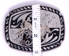 Bull Rider Cowboy Rodeo Western Silver/Black Tone BELT BUCKLE / New