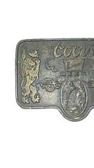 Vintage Coors Banquet Beer Belt Buckle Waterfall Lions Metal Brown Gold