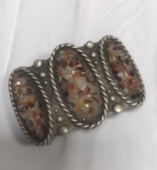 Unique Belt Buckle w/ Polished Stones ?? Grams- Made in Italy