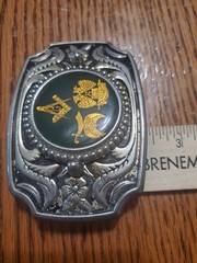 VTG. Freemasons, Masonic, Shriners and Scottish Rite Belt Silver Buckle USA