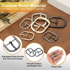 6 Pcs 1 Inch Single Prong Buckles Oval Center Bar Buckles, Black