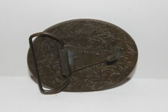 Dekalb Leather and Brass Belt Buckle – Spec-Cast – Flying Corn