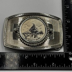 Vintage Maui Sailing Ship Belt Buckle Silver Tone Nautical