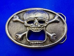 Creepy Skull Cross Bones Cosplay Gothic Punk Belt Buckle with Bottle Opener