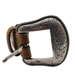 Nocona Tan Brown Leather Belt 36 Western Braided Silver Concho Floral Buckle