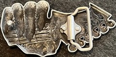 Vintage Belt Buckle with Dragon Hand and Skulls 4.5&Prime; x 2.5&Prime; 2 oz.