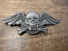 Vintage Winged Skull and Crossbones Belt Buckle Estate Sale Flying Skull Biker