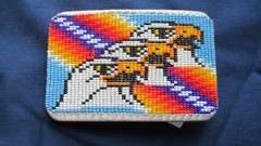 Native American Design Hand Beaded Three Eagle Belt Buckle
