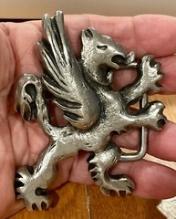 1980S GRIFFON SILVER COLORED AWESOME BELT BUCKLE WATCH OUT HARRY POTTER!!
