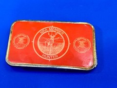 Nra Member Hunter – Rare Orange & Bass Color Gun Rights Collectors Belt Buckle