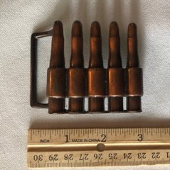 Ammo Bullet Belt Buckle Antique Brass Copper Shooting Rifle Ammunition