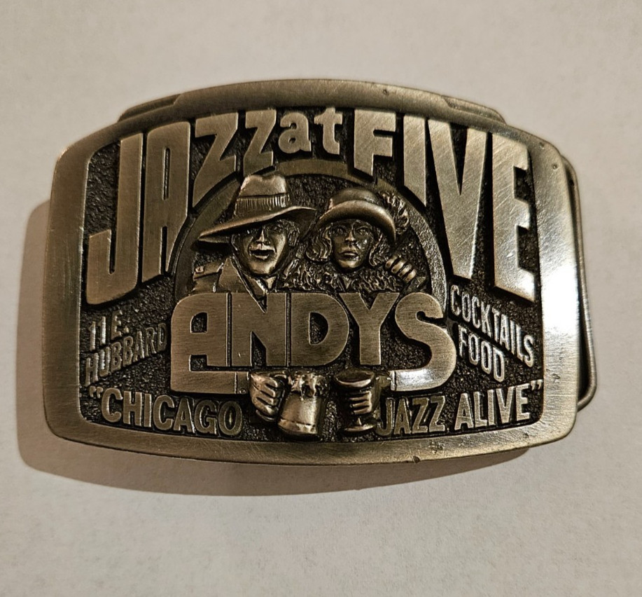 Vintage Belt Buckle – Limited Edition Andy&rsquo;s Jazz Club Chicago Jazz at Five 1982