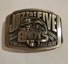 Vintage Belt Buckle – Limited Edition Andy&rsquo;s Jazz Club Chicago Jazz at Five 1982